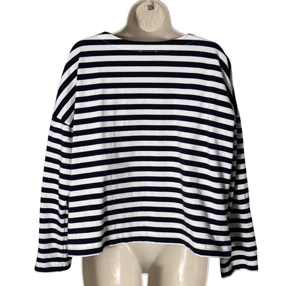 COS Women's Breton Striped Navy & White Top Size M - Picture 4 of 12